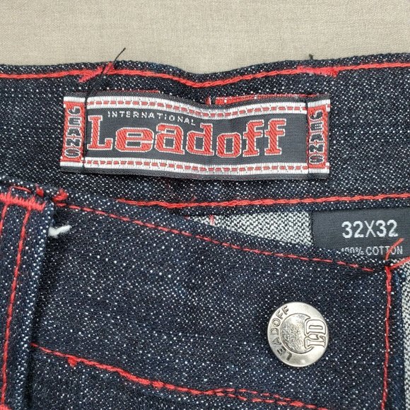 International LeadOff Men Designer Jeans Red Skull And Design On Back Pocket - Picture 10 of 12